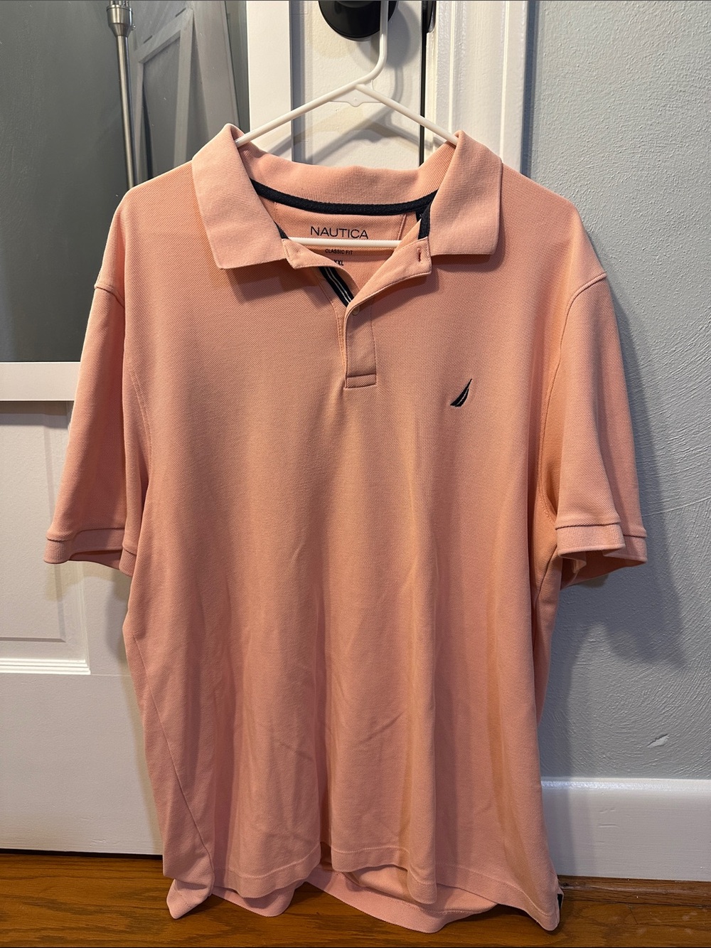 Nautica Men’s Light Pink Polo with Navy Logo